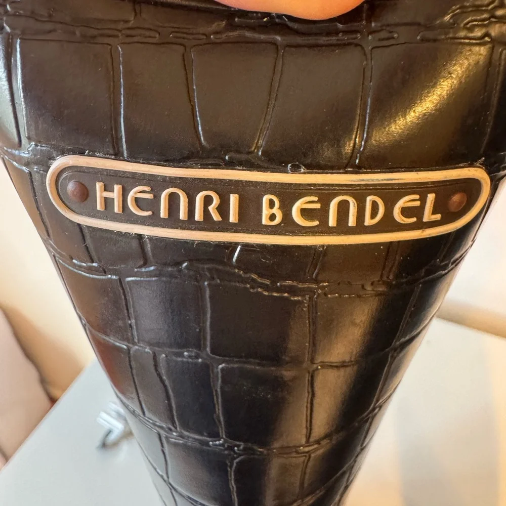 Henri Bendel Black Croc-Patterned Boots - Picture 8 of 12